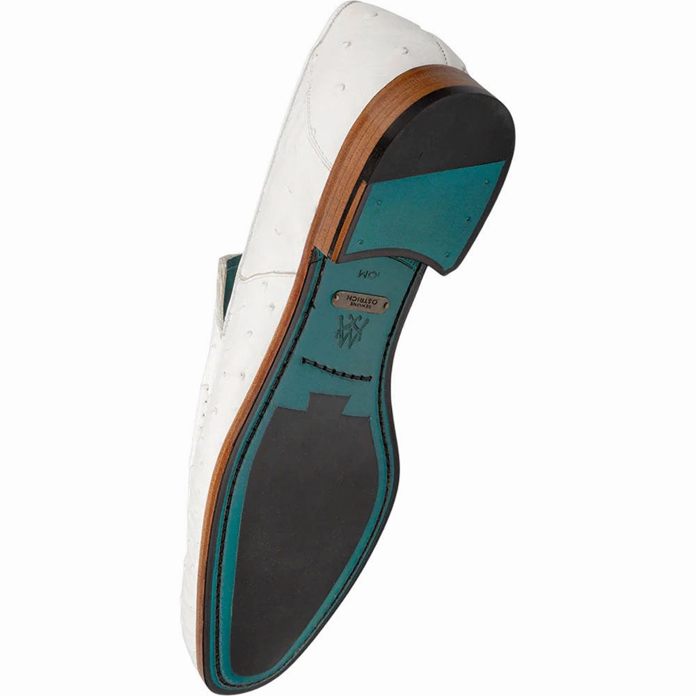 Mezlan Mens Menor White Genuine Ostrich Slip-On Flatform Loafers