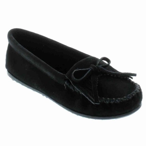 Minnetonka Women's 400 Kilty Hardsole Black Suede Flat Mules Shoes
