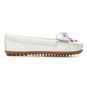 Flat Shoe Vending Machine Minnetonka Women's 604 Thunderbird II White Beaded Moc