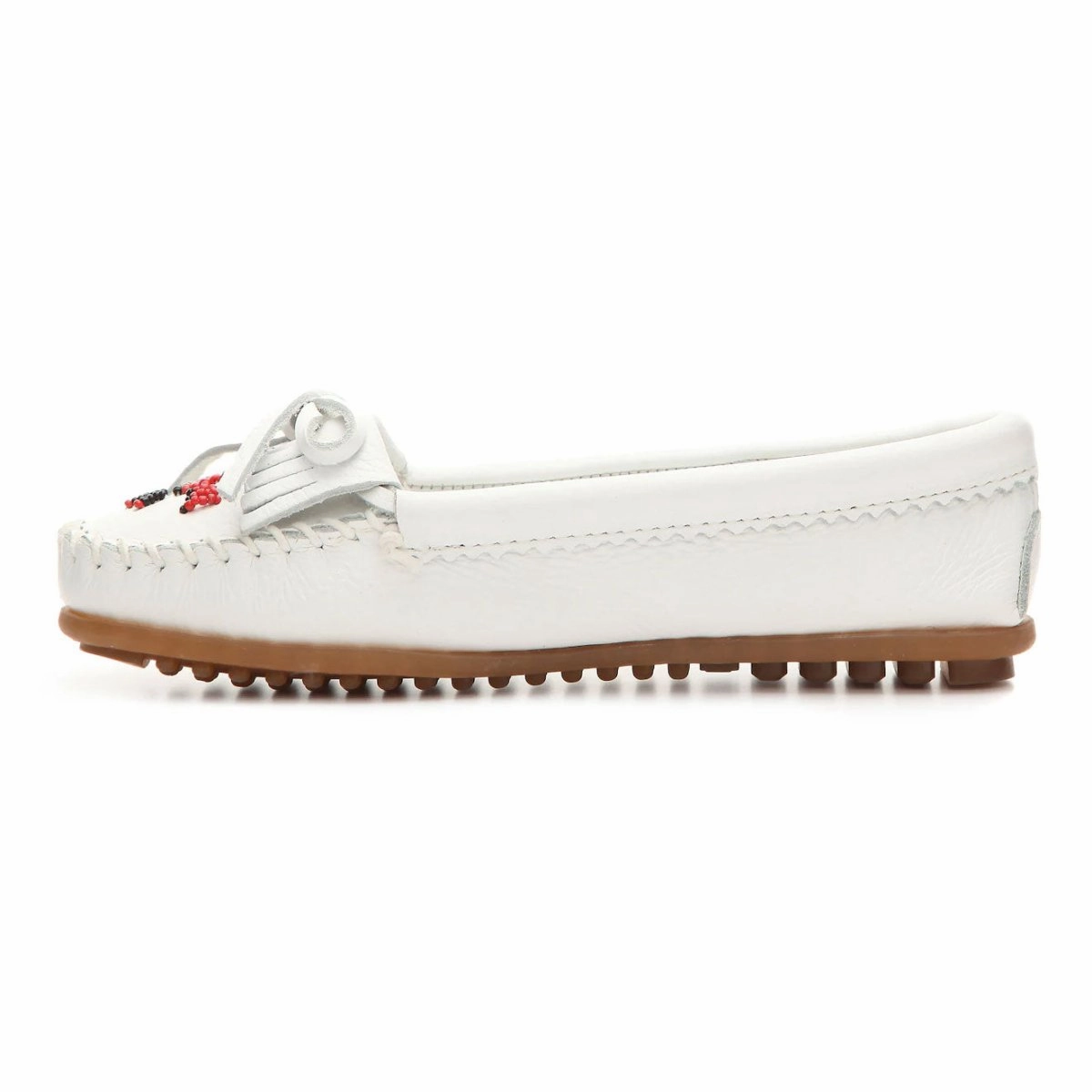 Flat Waxed Dress Shoe Laces Minnetonka Women's 604 Thunderbird II White Beaded Moc