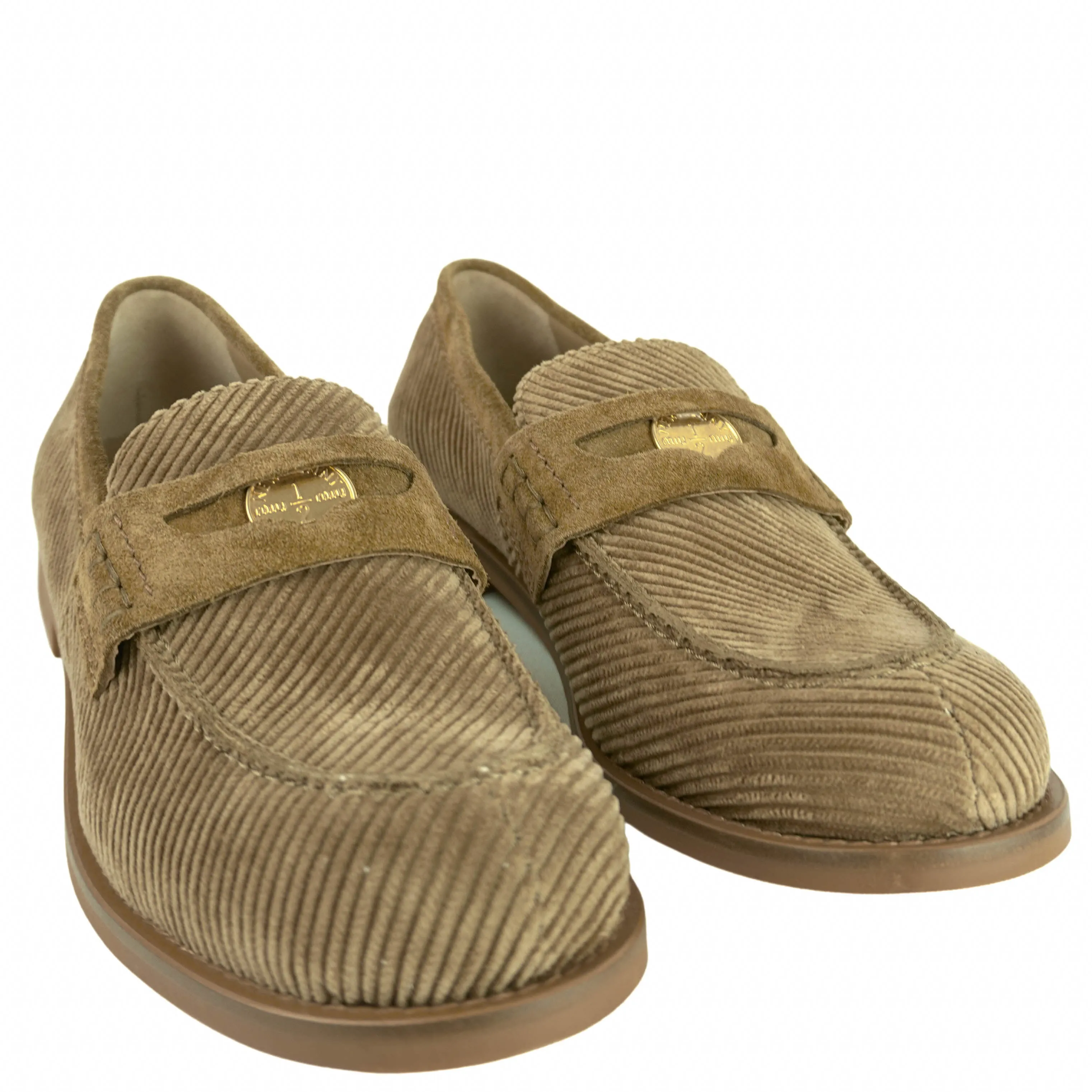 Under Pronation Feet Running Shoes Miu Miu Corduroy Loafers in Beige