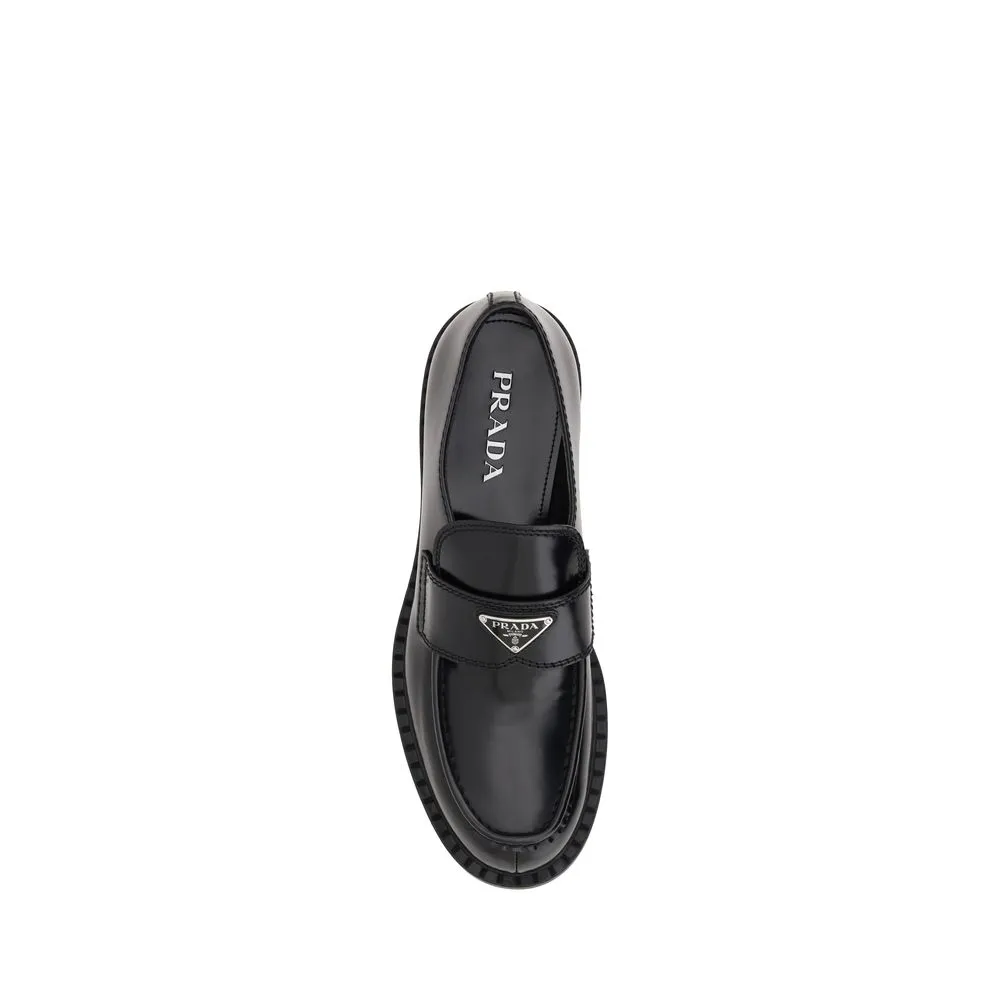 Traveler Penny Loafers Prada Black Rubber Platform Loafers
