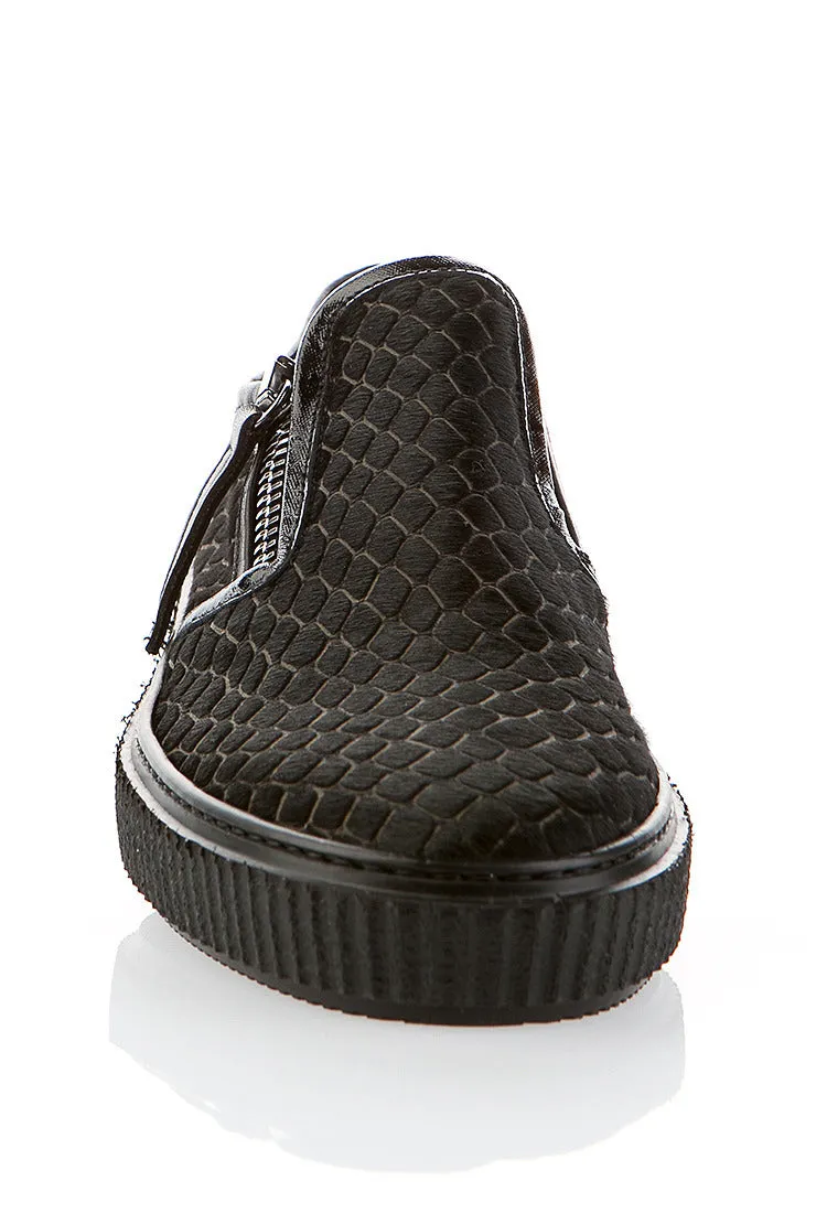 6200 Bagatto Shoes / Black Leather Slip-on Shoes Casual