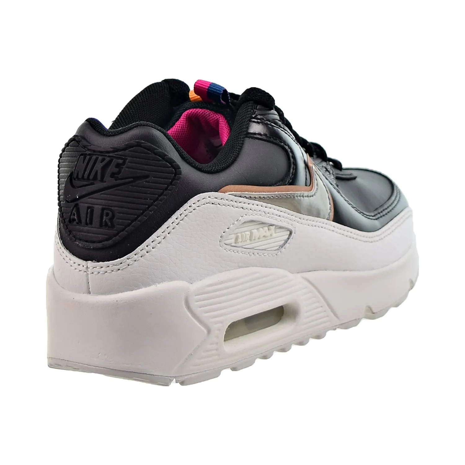 Nike Air Max 90 LTR SE (GS) Big Kids' Size Off Noir-Metallic Pewter-Black White Casual Shoe