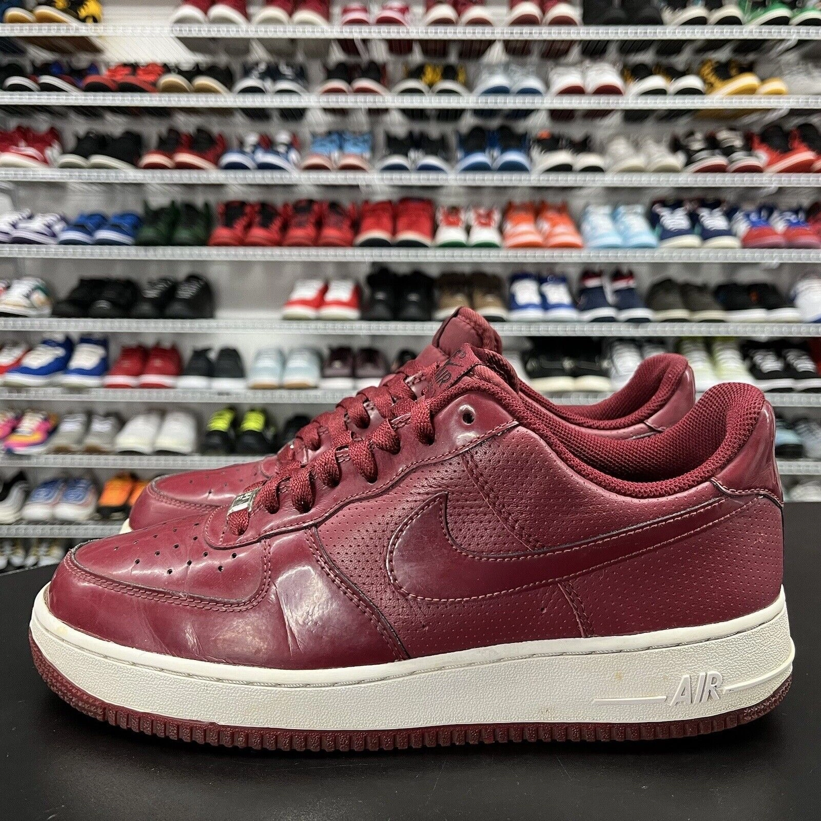 Asics Super Shoes Nike Air Force 1 Crimson Red Patent Leather Sneakers 315122-601 Men's Size 9.5