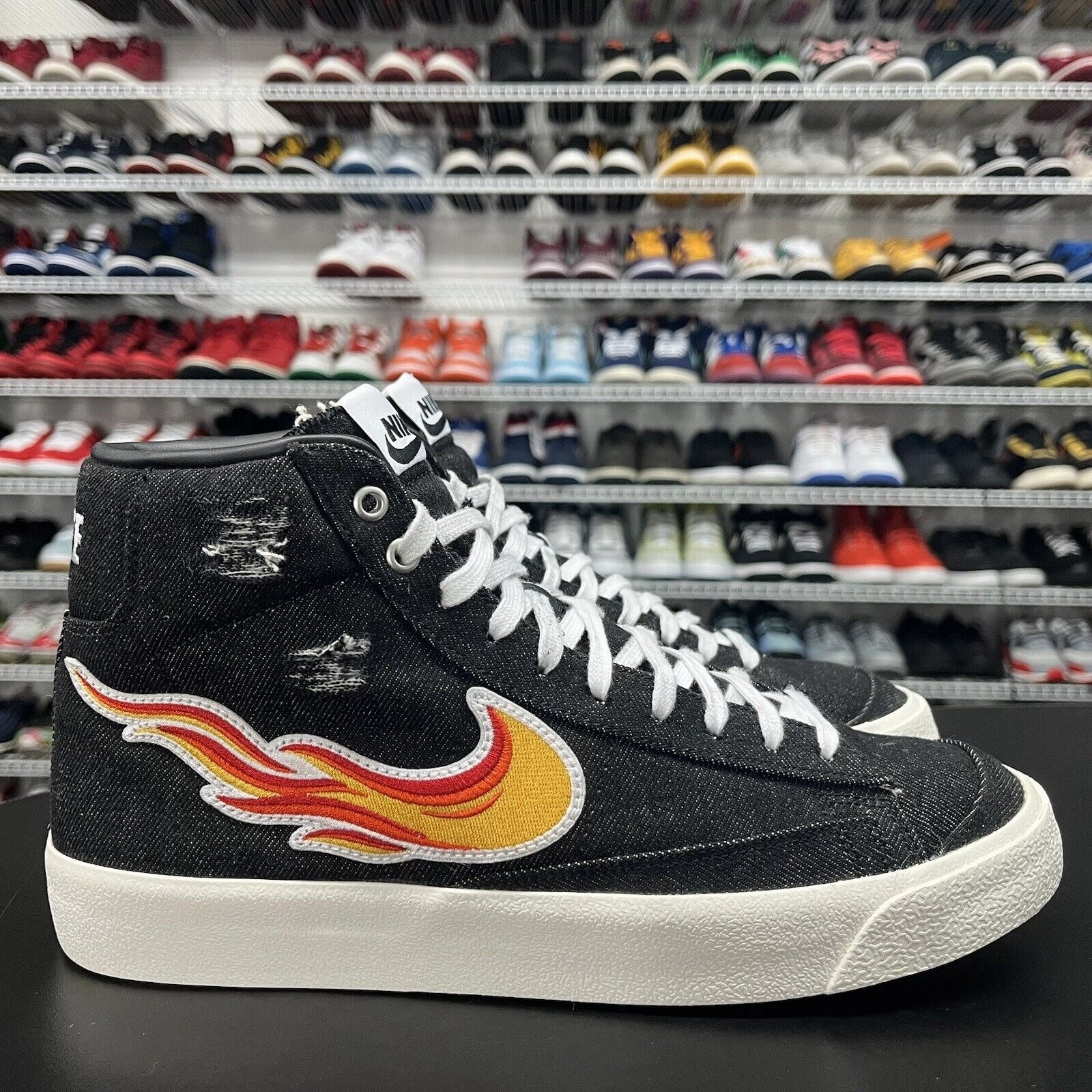 Asics Shoe Sale Nike Blazer Mid "Cleveland Rocks" Black DQ7635-001 Men's Size 10.5