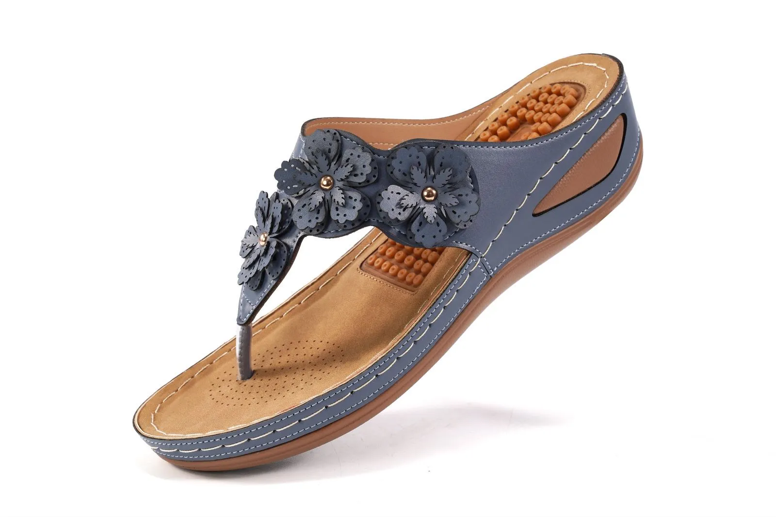 No.13Womens Sandals Flip Flops for Women with Arch Support Comfortable for Walk Wedge Sandal Flower Platform Shoes Causal Flip Flop