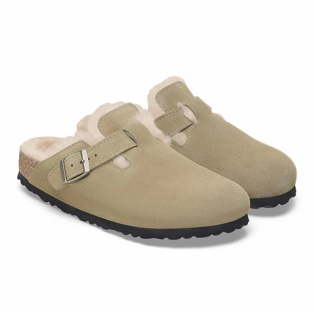 Boston Shearling - Suede Taupe Pure Yeezy Slide