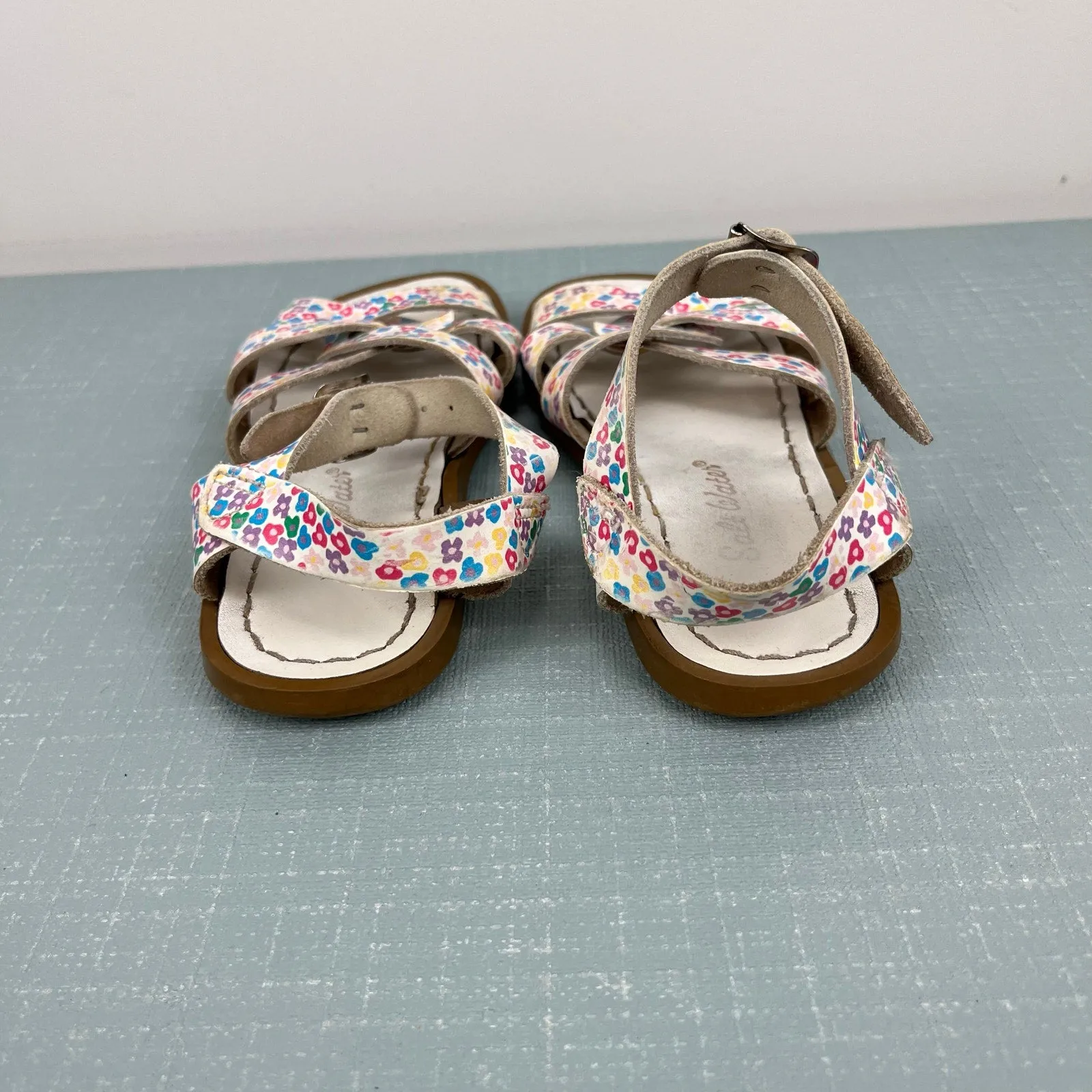 Ankle Wrap Sandals Flat Salt Water Original Girls Floral Leather Sandals 13