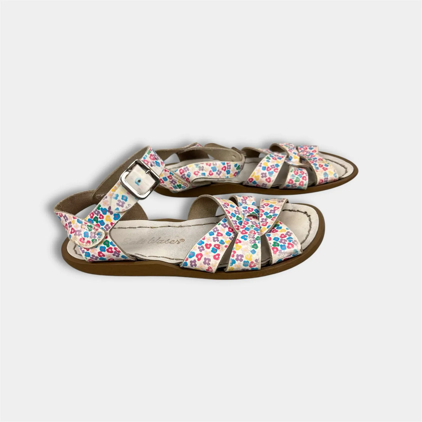 Salt Water Original Girls Floral Leather Sandals 13 Platform Summer Sandals