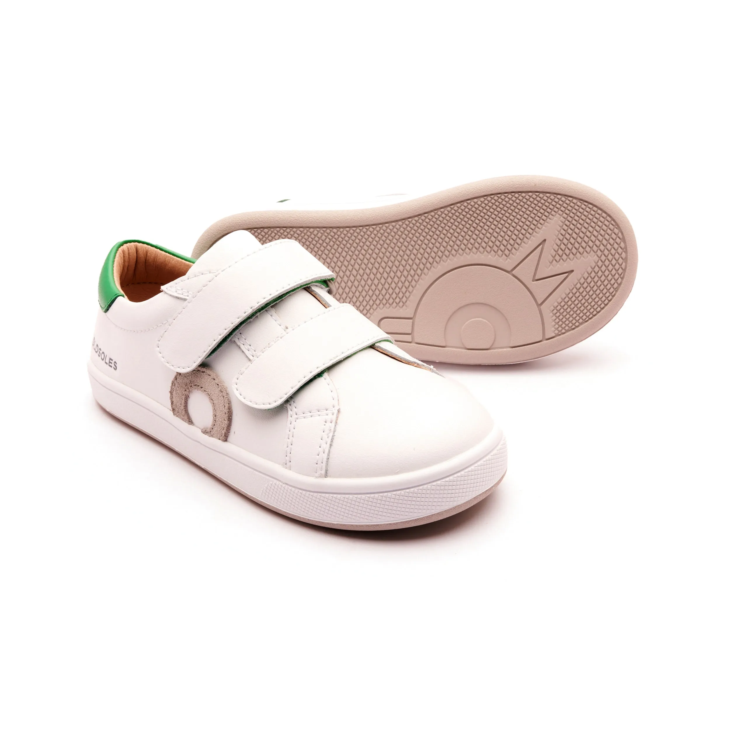 Leather Casual Shoes Australia Old Soles Boy's and Girl's Kix Casual Shoes - Snow / Neon Green / Gris / White