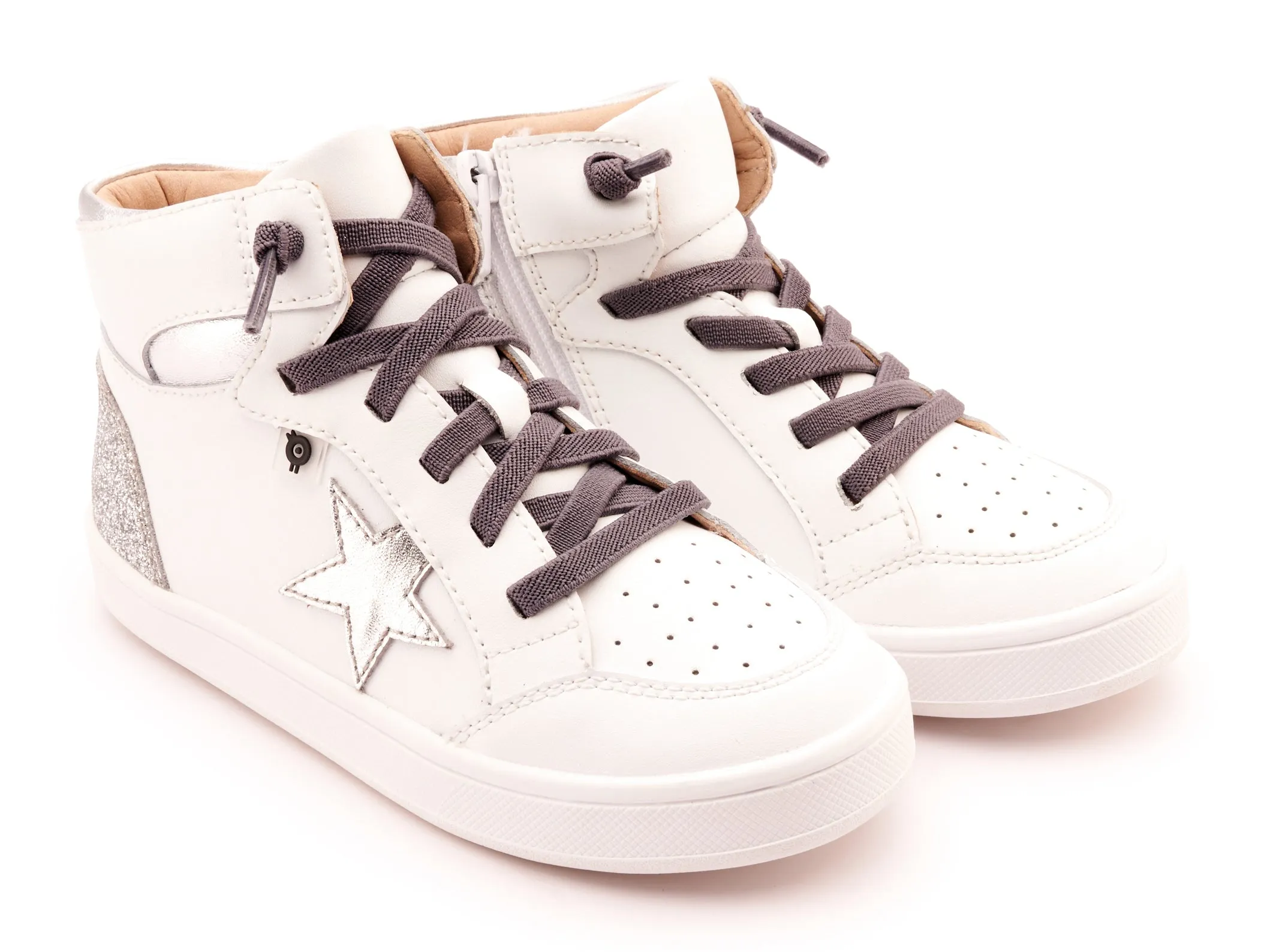 Mochi Shoes Casual Old Soles Girl's 1003 Starling Casual Shoes - Snow / Silver / Glam Argent / White Sole