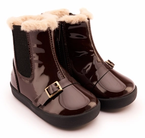 Old Soles Girl's 378 Buckle My Boot Casual Shoes - Brown Patent Casual Mules Shoes