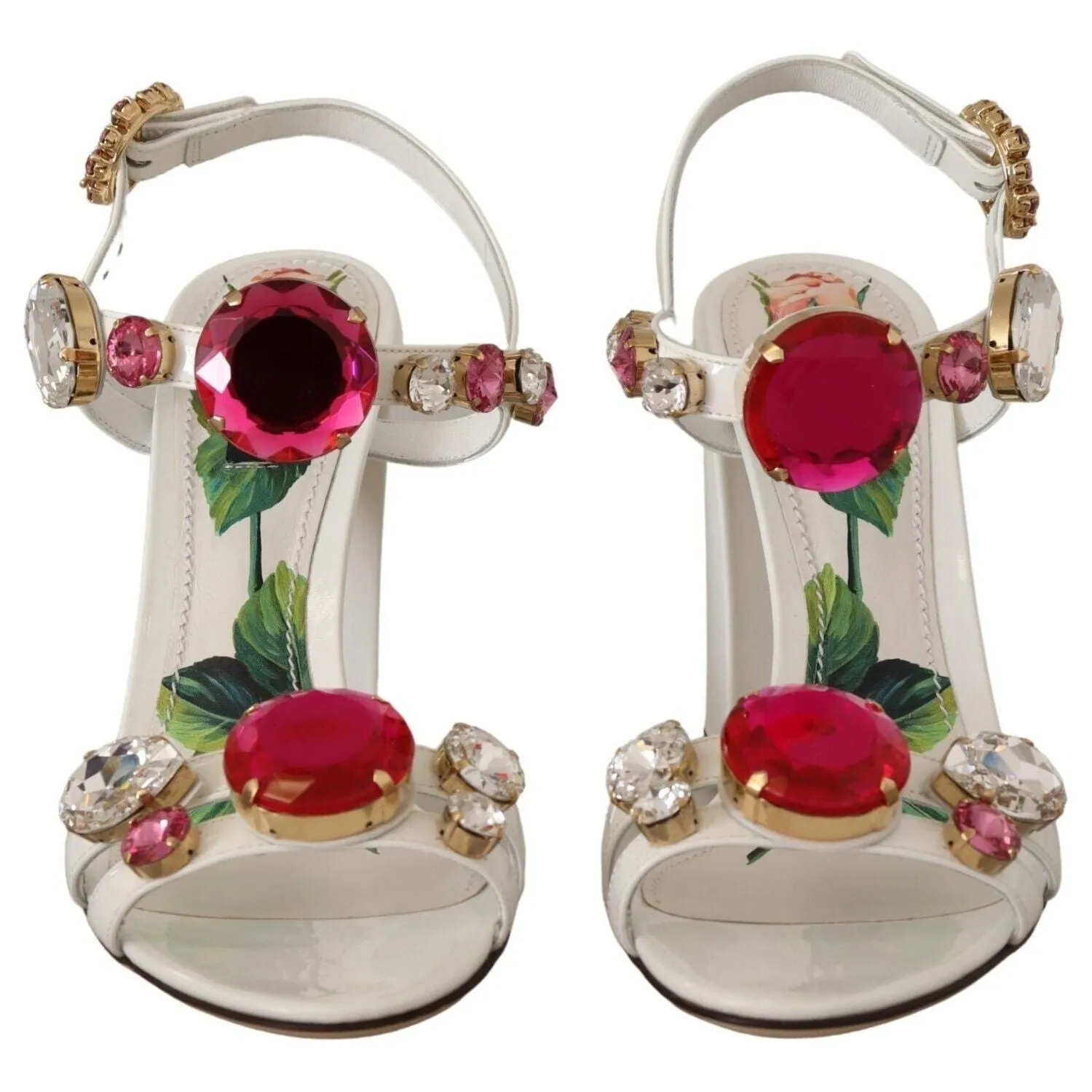 Dolce & Gabbana White Leather Crystal Keira Heels Sandals Shoes Most Comfortable Wedge Sandals