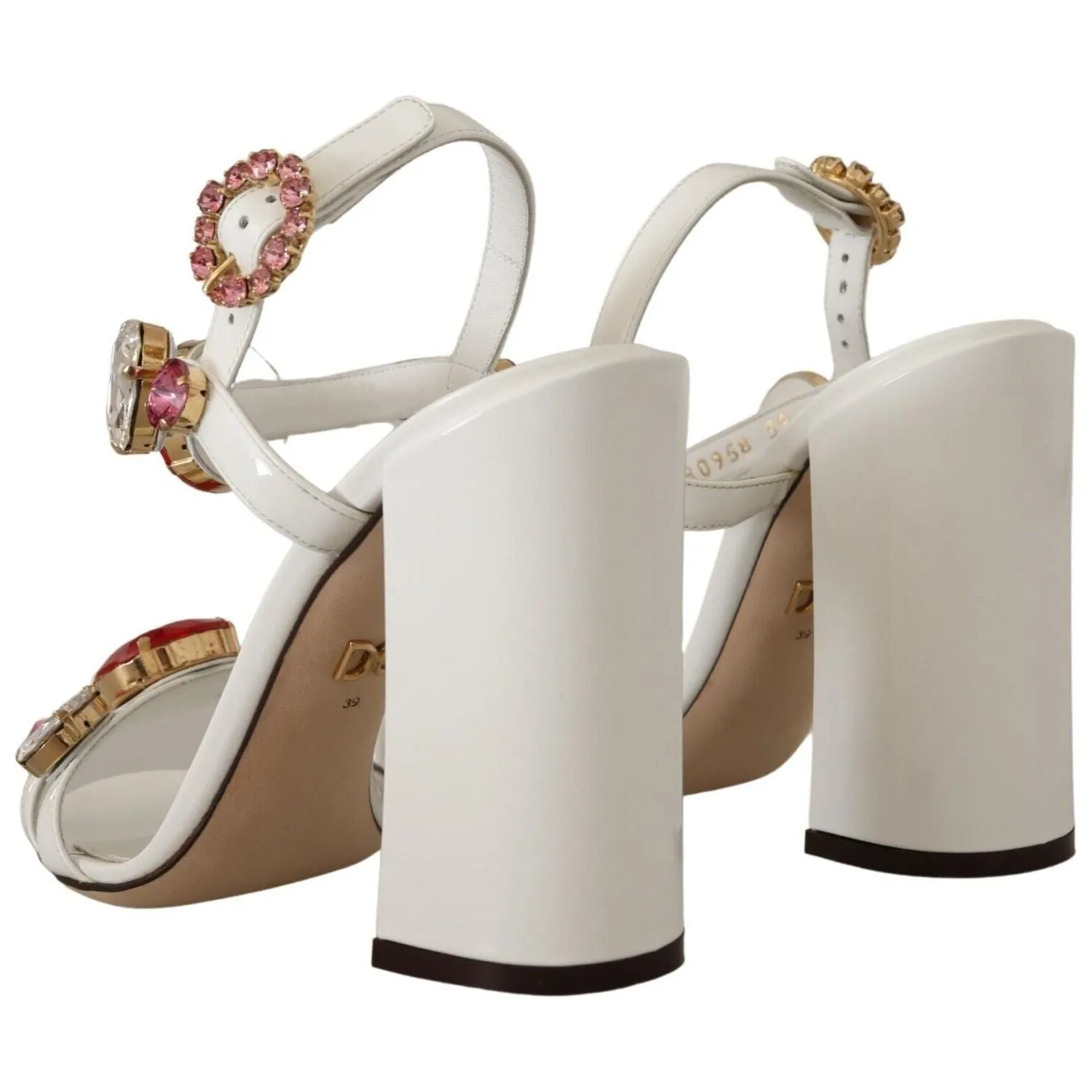 Dolce & Gabbana White Leather Crystal Keira Heels Sandals Shoes Sandals Tie Up