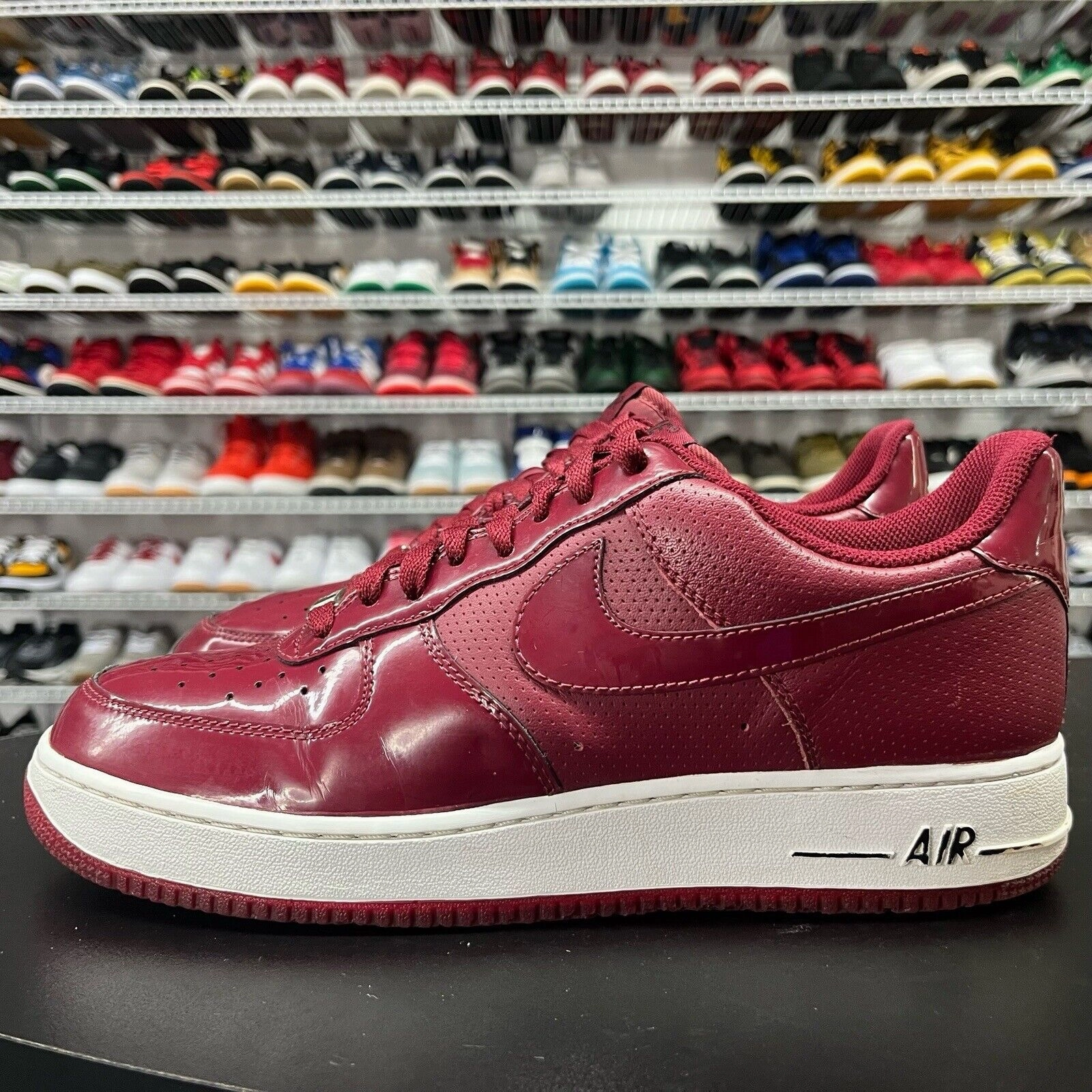 Nike Air Force 1 Crimson Red Patent Leather Sneakers 315122-601 Men's Size 10 Best Asics Cushioned Running Shoes