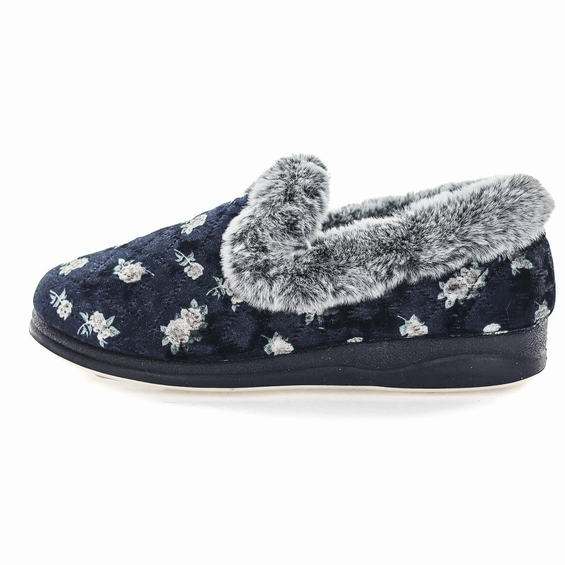 Panda Emille Women's Slippers - Black Floral Bat Slippers