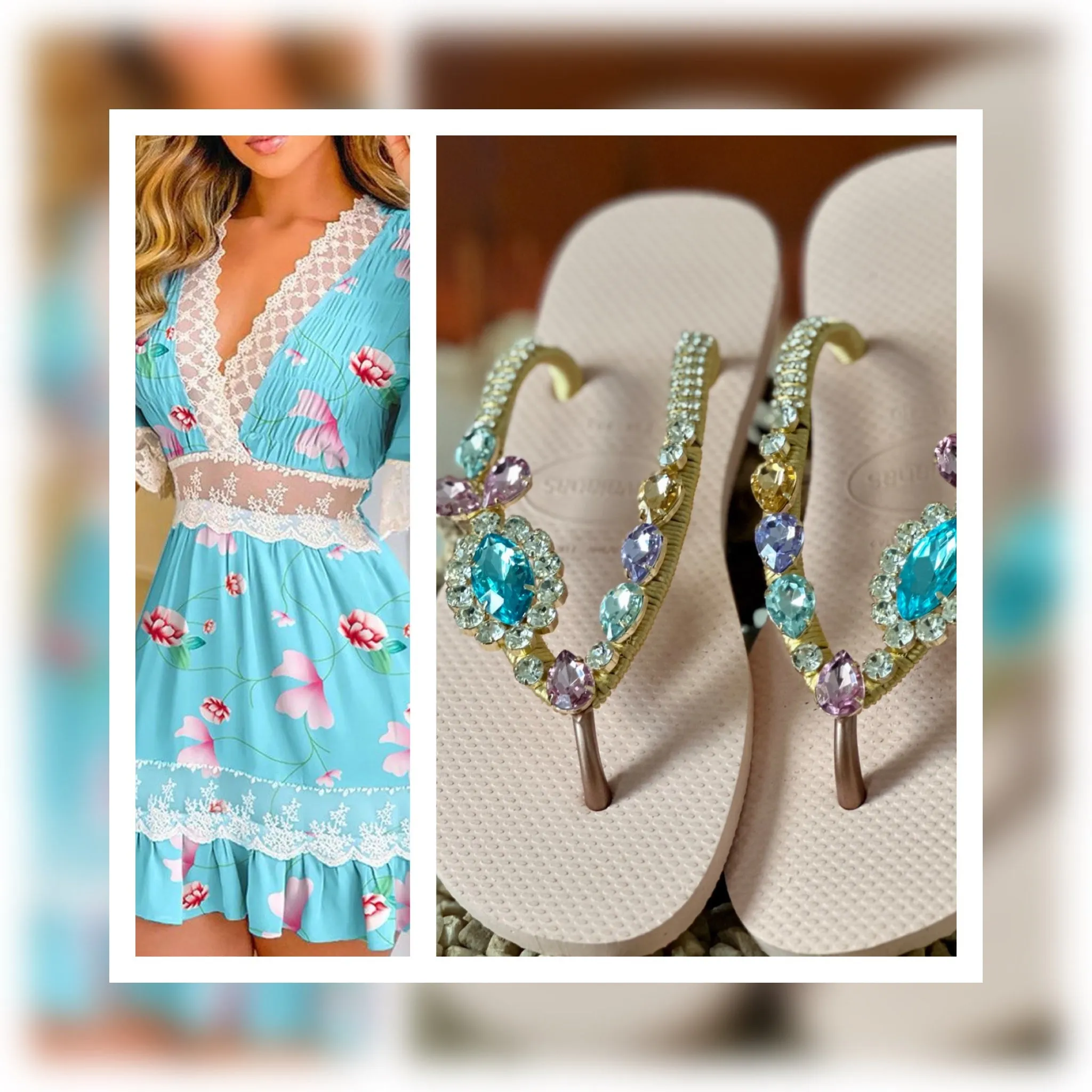 Pastel Crystal Flip Flop Custom Made Sandal Handmade Light Pink Sole Gold Wrap Elegant Sparkly Look Gift Romantic Summer Vacation Shoe Gigi Hadid Flip Flops