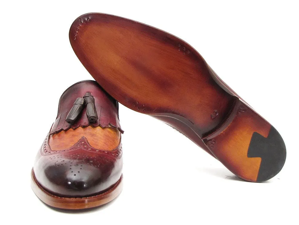Paul Parkman Kiltie Tassel Loafer Tobacco & Bordeaux Basket Weave Loafers