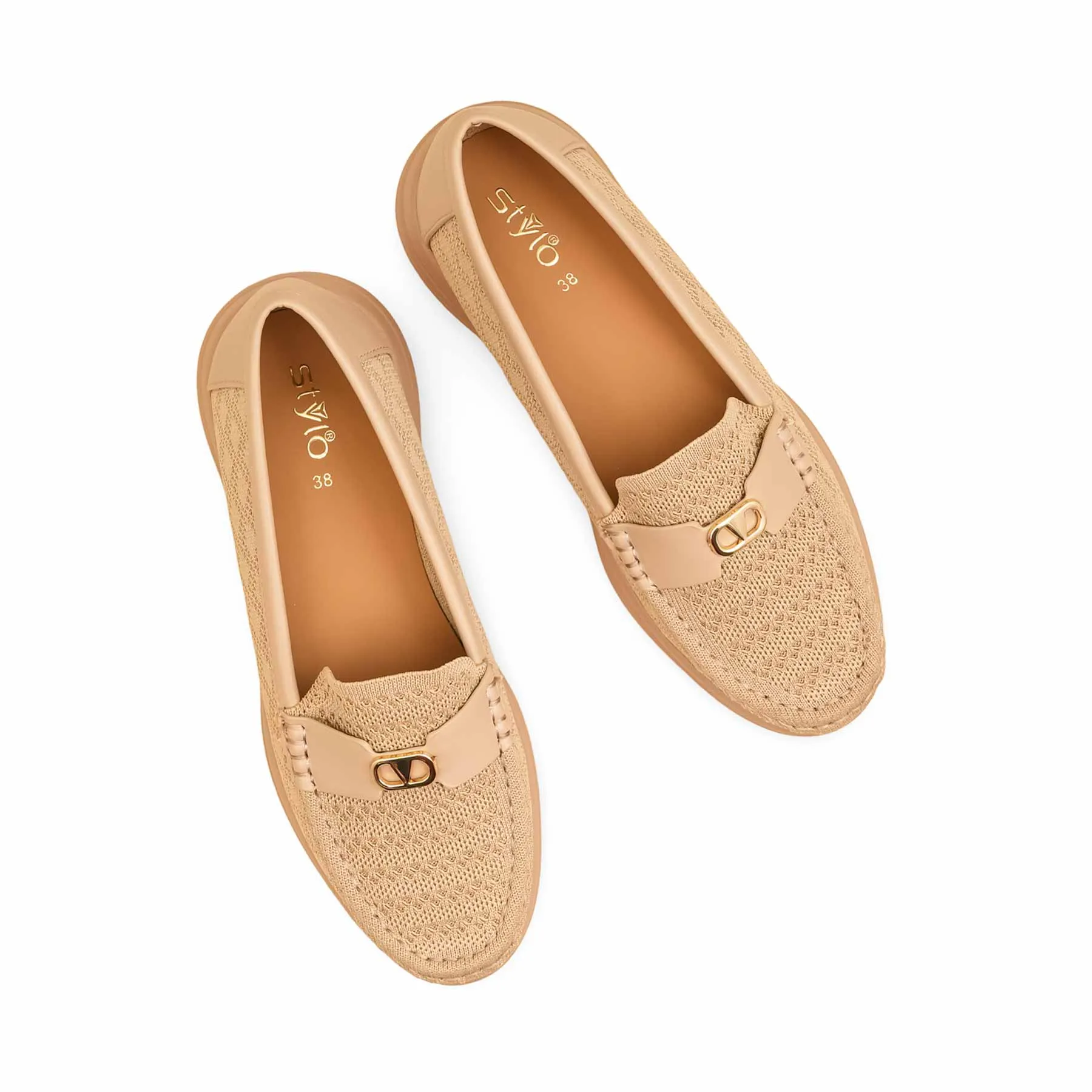 Casual Shoes To Wear To Work Beige Moccasin For Women WN4516