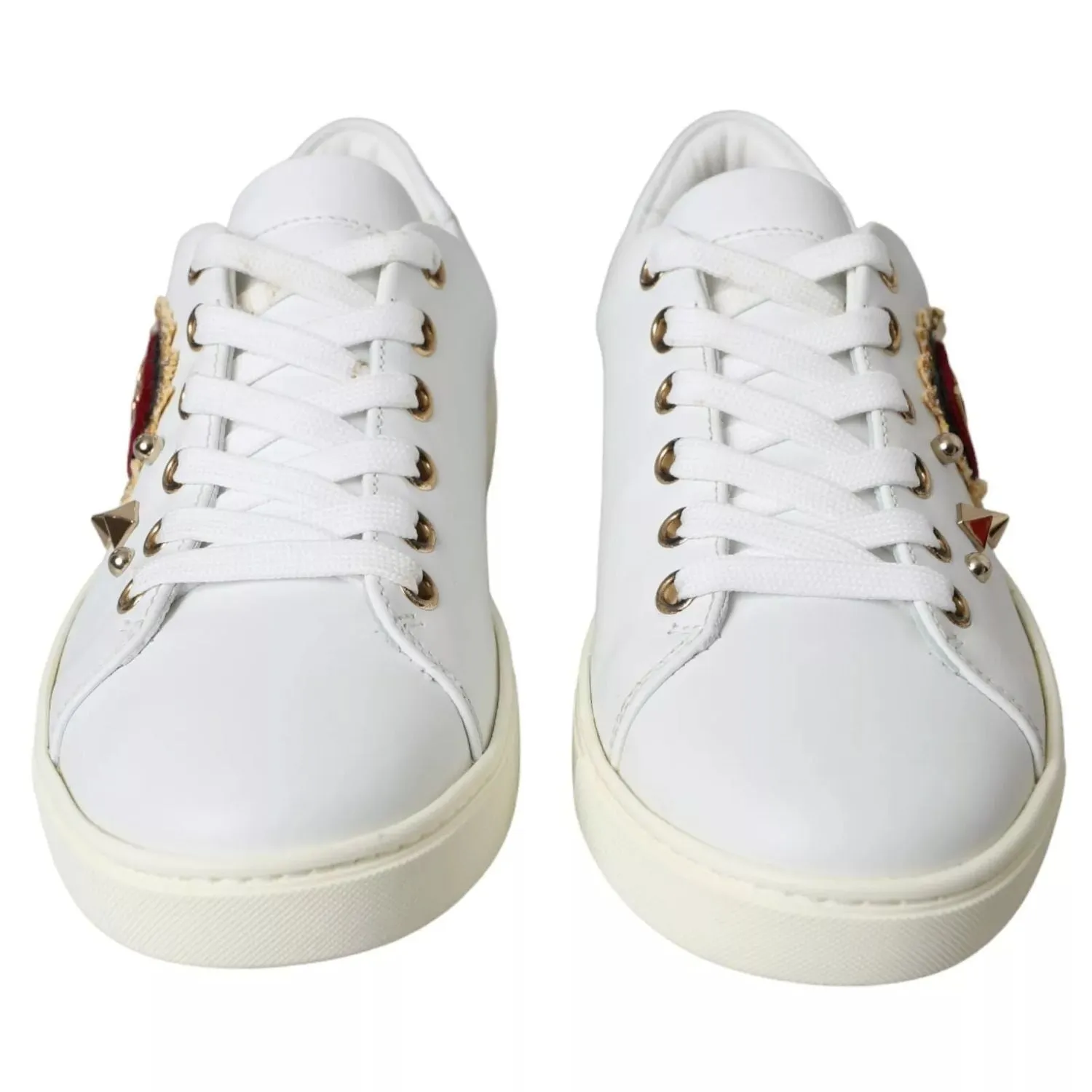 Arch Support Inserts For Sneakers Dolce & Gabbana White Leather Gold Red Heart Sneakers Shoes