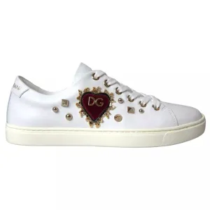 Armani Sneakers Dolce & Gabbana White Leather Gold Red Heart Sneakers Shoes