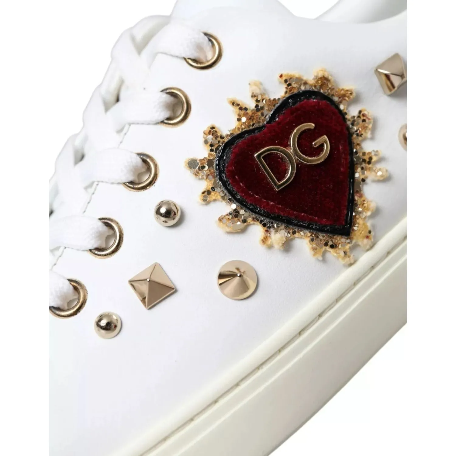Michael Jordan Basketball Sneakers Dolce & Gabbana White Leather Gold Red Heart Sneakers Shoes