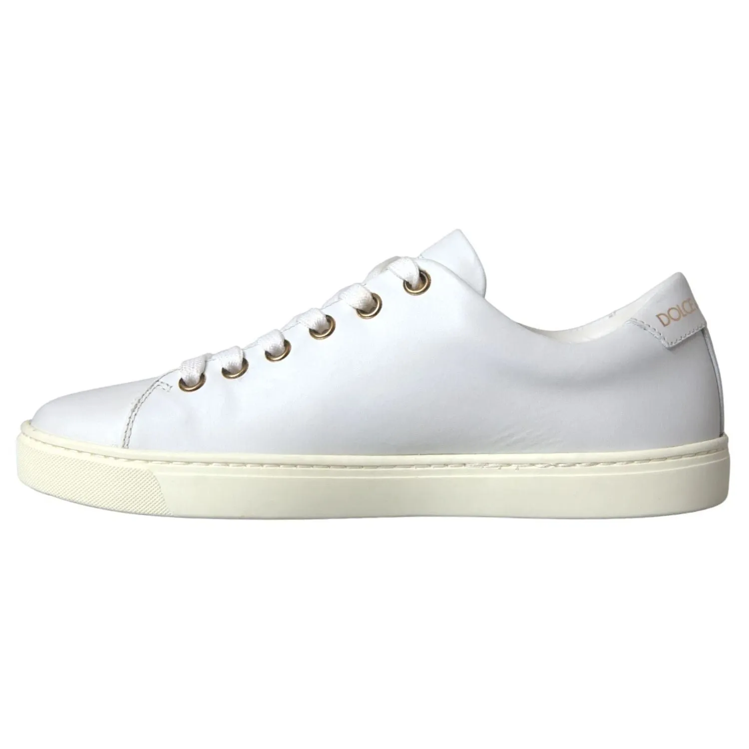 Dolce & Gabbana White Leather Gold Red Heart Sneakers Shoes Sneakers Reps