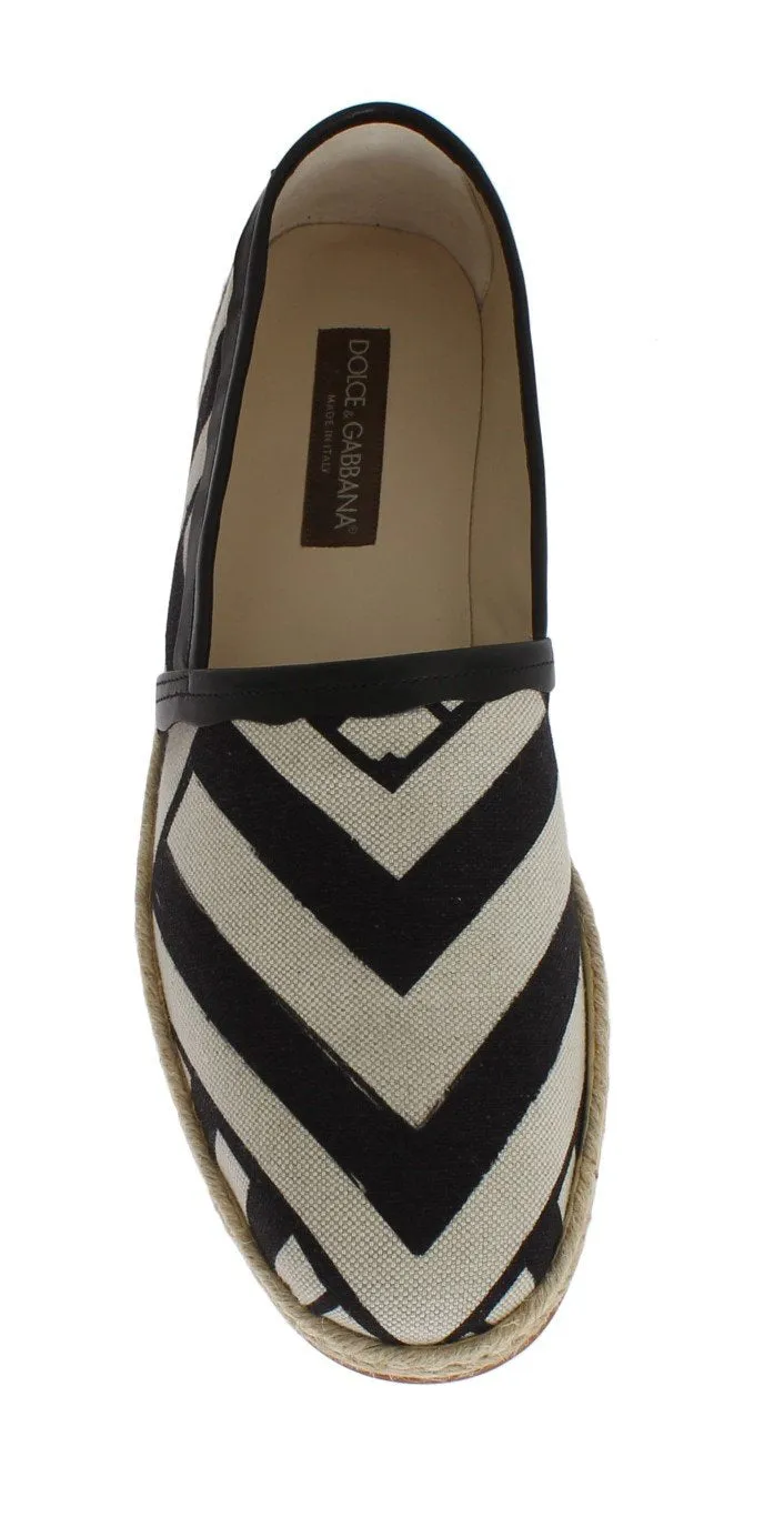 White Black Linen Striped Logo Loafers Franco Sarto Loafers