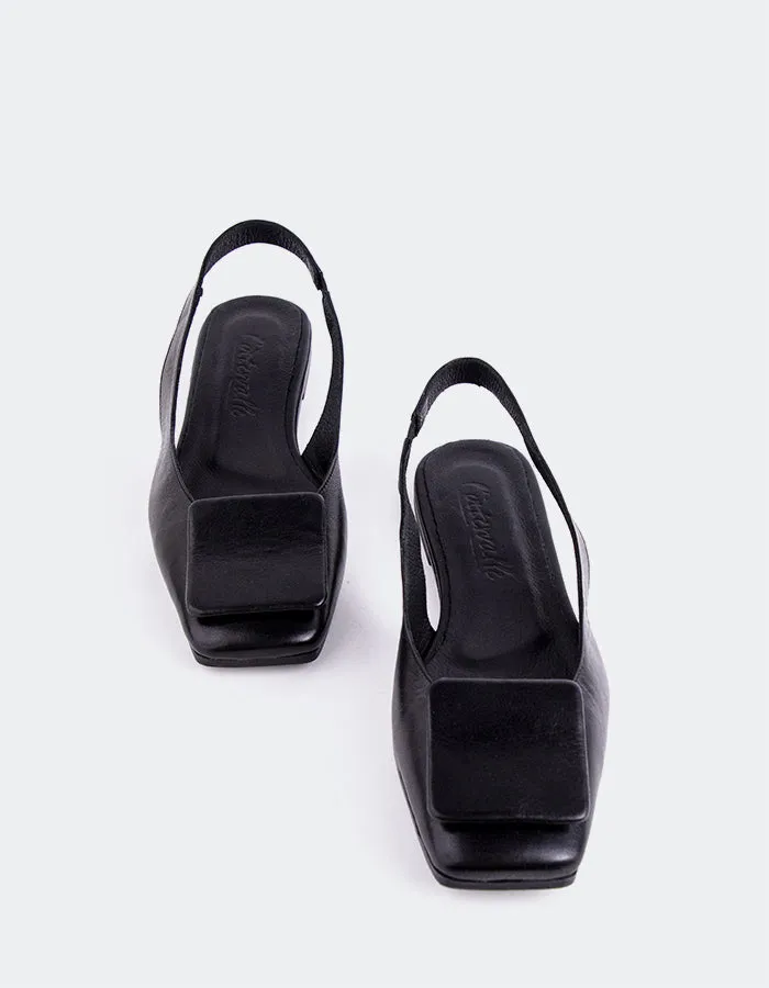 Philema Black Leather Women Ballet Flat Shoes