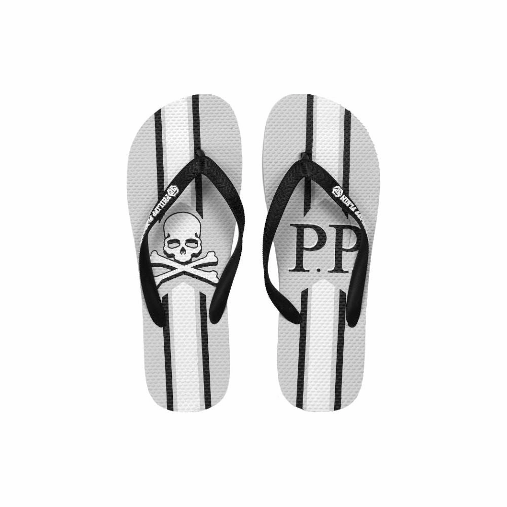 Philipp Plein Gray Polyester Women Flip Flop Relaxed Fit Memory Foam Flip Flops