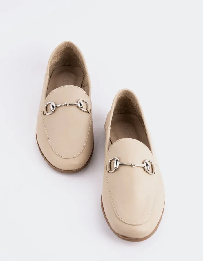 Flat Shoes Designer Phyllis Taupe Leather