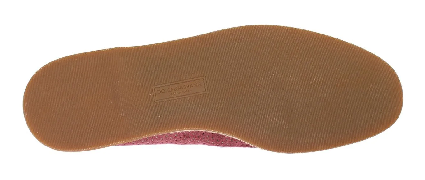 Slingback Loafers Pink Leather Breathable Holes Loafers