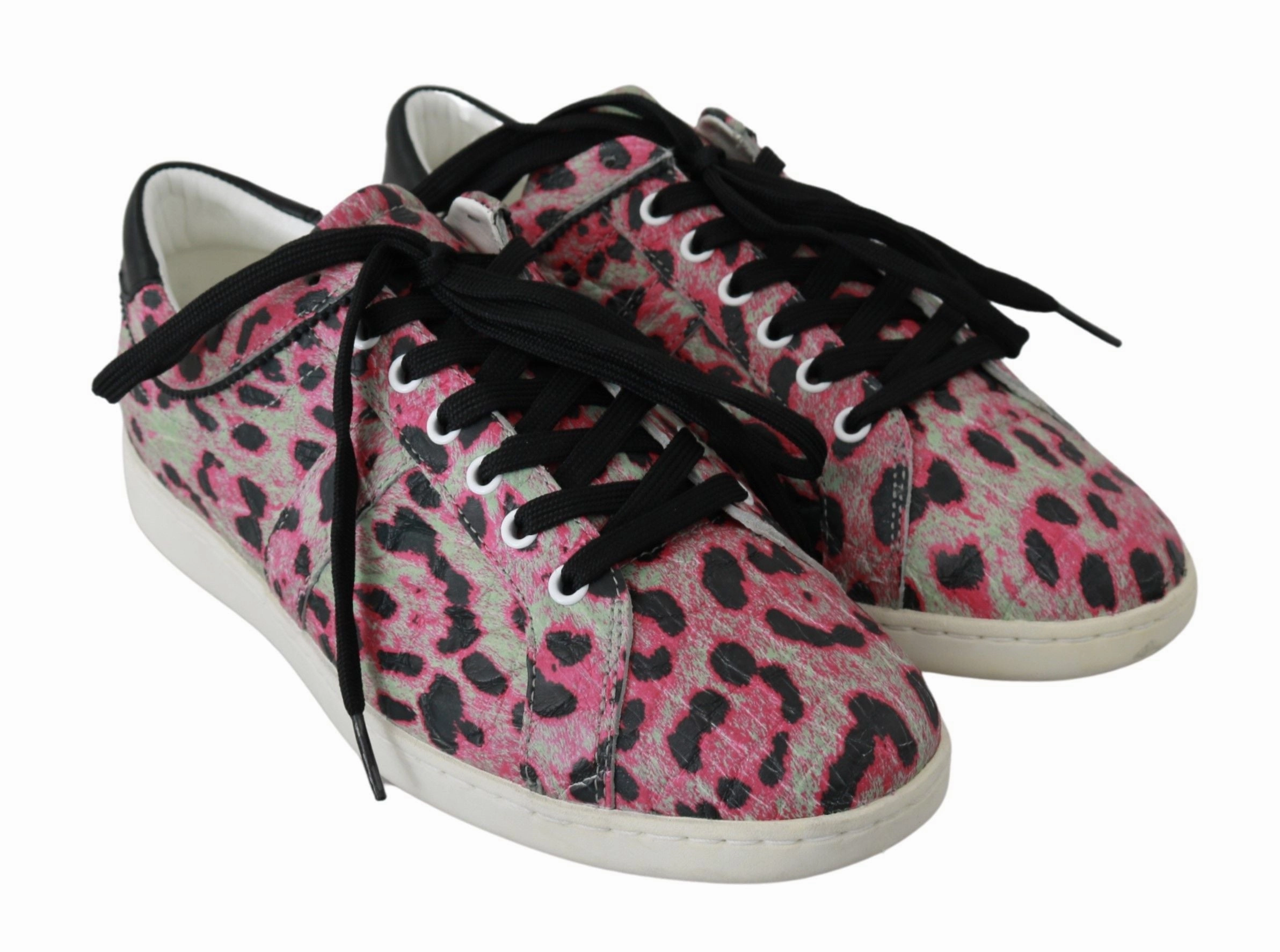 Unisa Flat Shoes Pink Leopard Print Training Leather Flat Sneakers