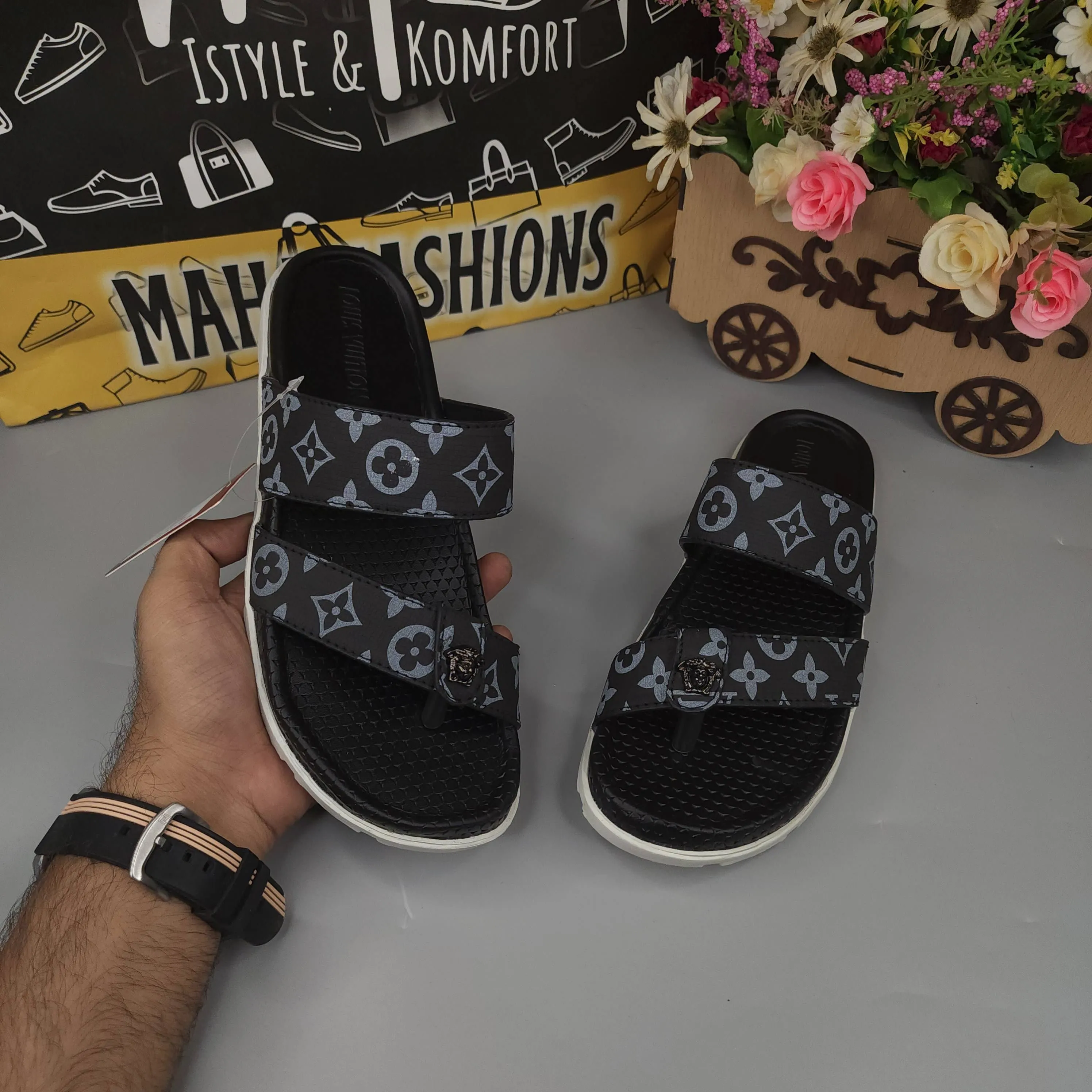 Massage Foot Slippers Buckle Black Slippers