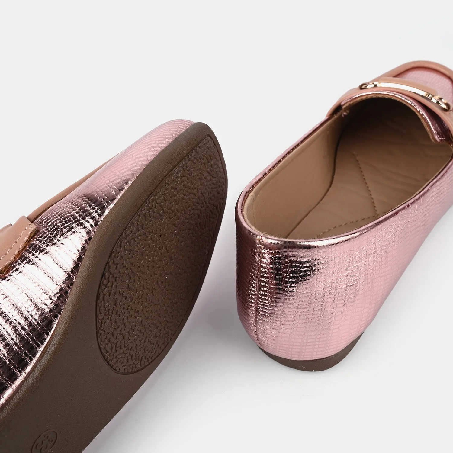 Girls Loafer OS-05-Peach Sock For Loafers