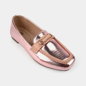 Girls Loafer OS-05-Peach Loafers Flats