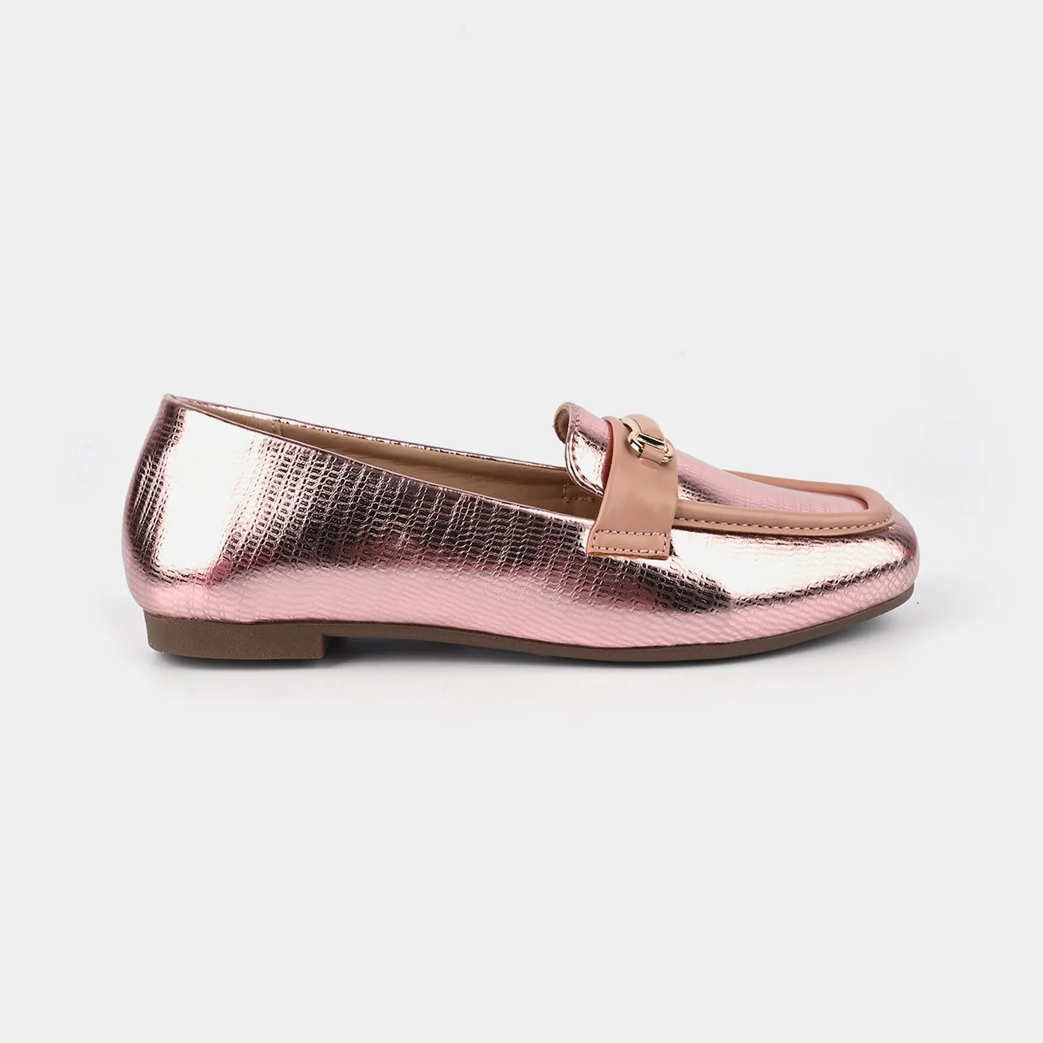 Girls Loafer OS-05-Peach White Chunky Loafers