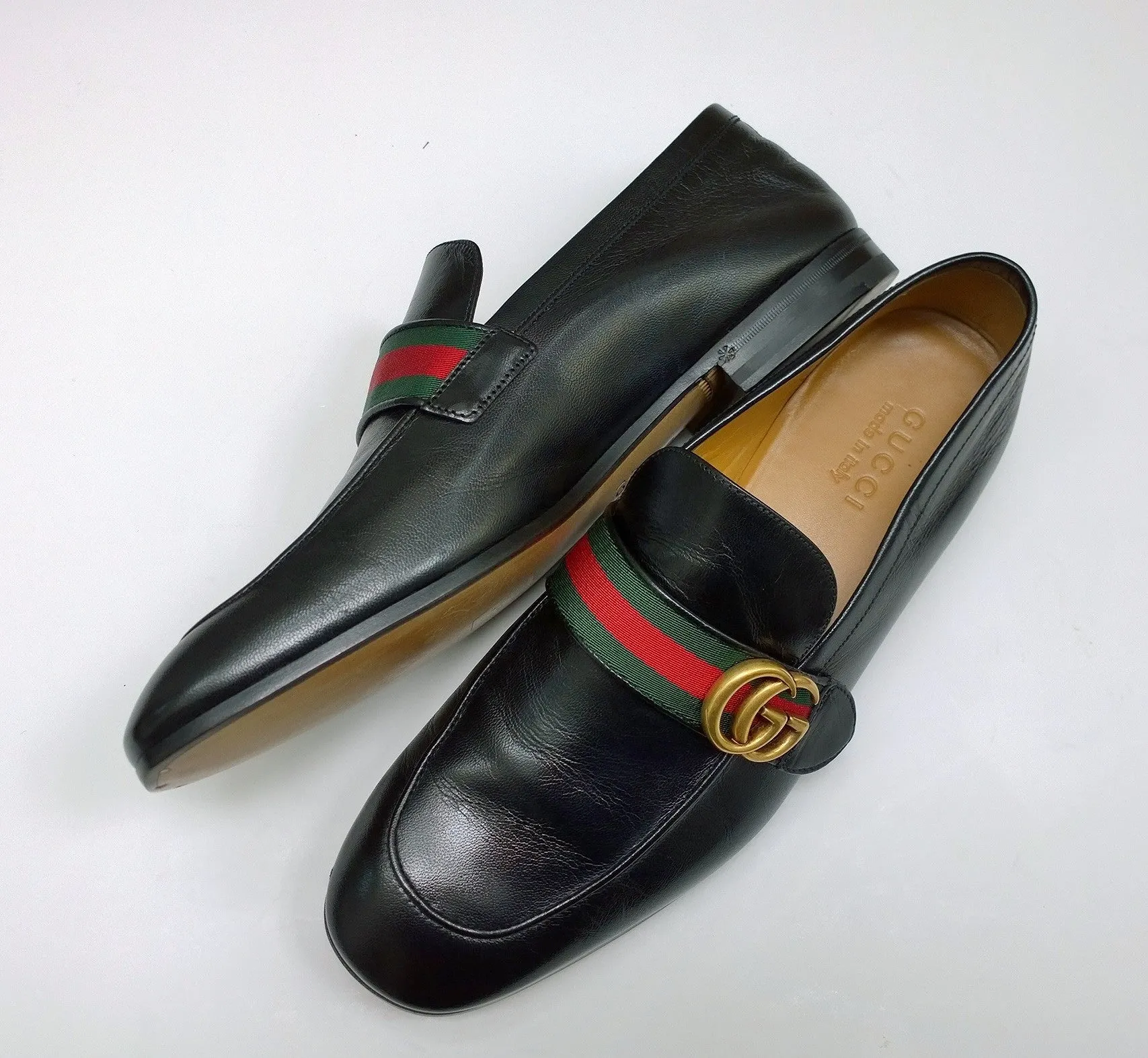 Gucci Donnie Black Leather Grosgrain Loafers New Shoes in Box Store Display Loafers Mens Leather
