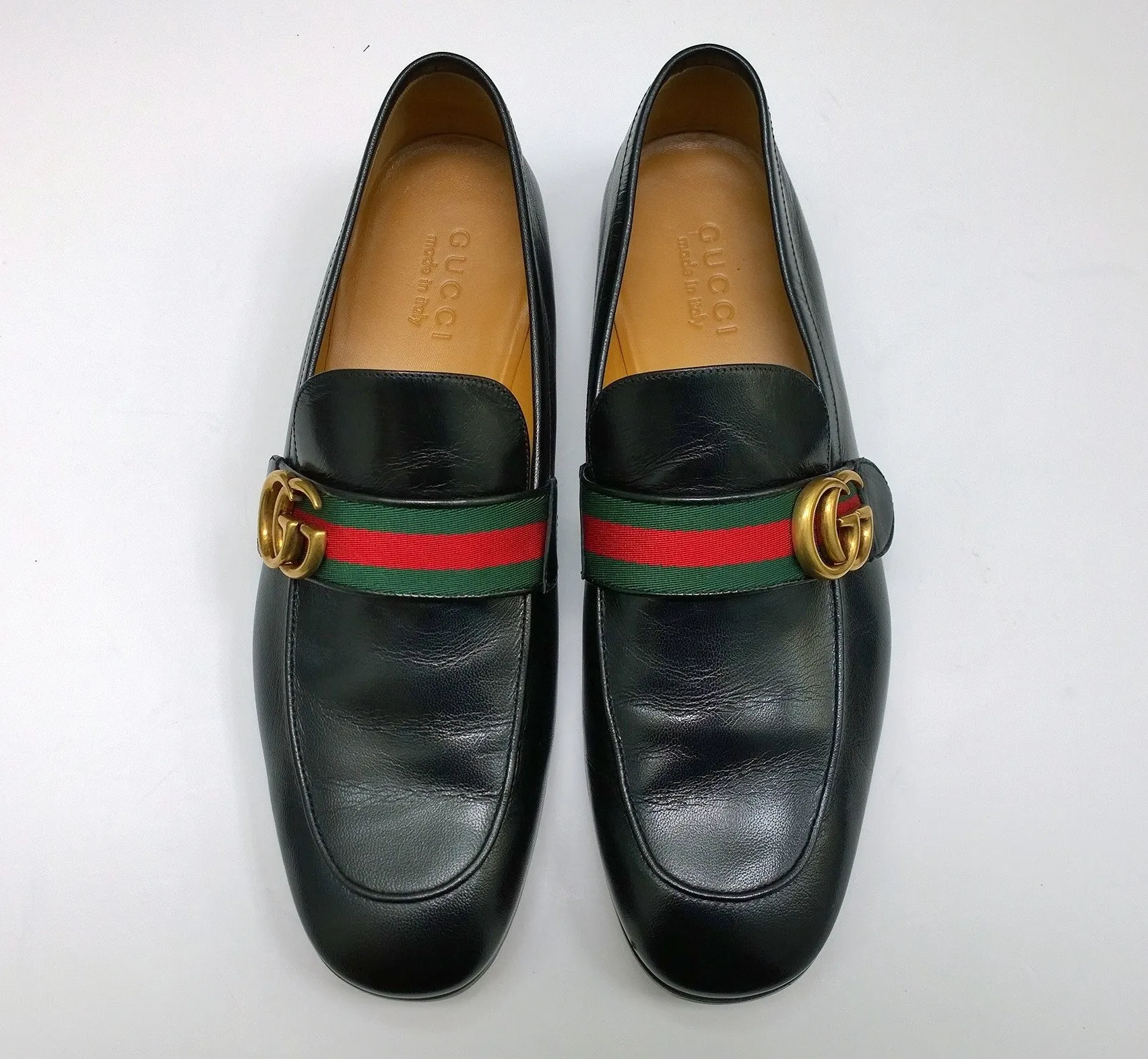 Gucci Donnie Black Leather Grosgrain Loafers New Shoes in Box Store Display Parisian Loafers