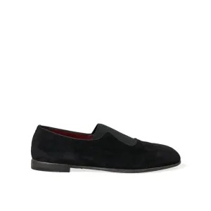 Loafers With Gold Dolce & Gabbana Black RUNWAY Velour AMALFI Loafers Shoes