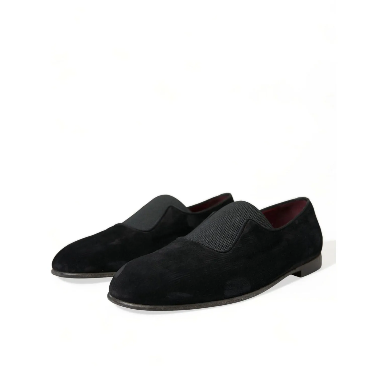 Dolce & Gabbana Black RUNWAY Velour AMALFI Loafers Shoes Square Loafers