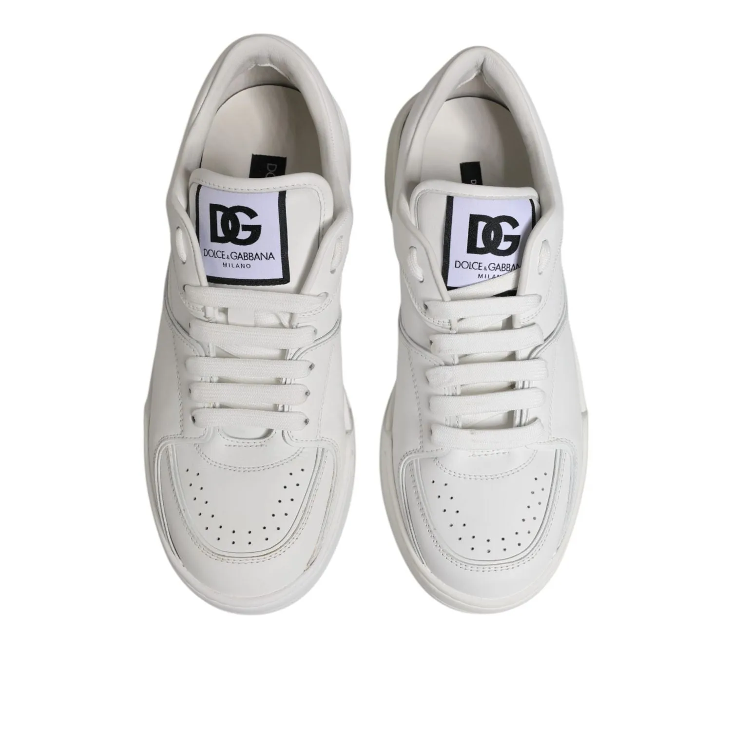 Dolce & Gabbana White Miami Leather Low Top Sneakers Shoes 19. NULL
