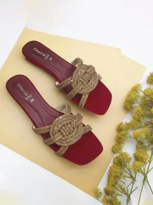 Adult Bear Slippers Red Fancy Slippers for women.