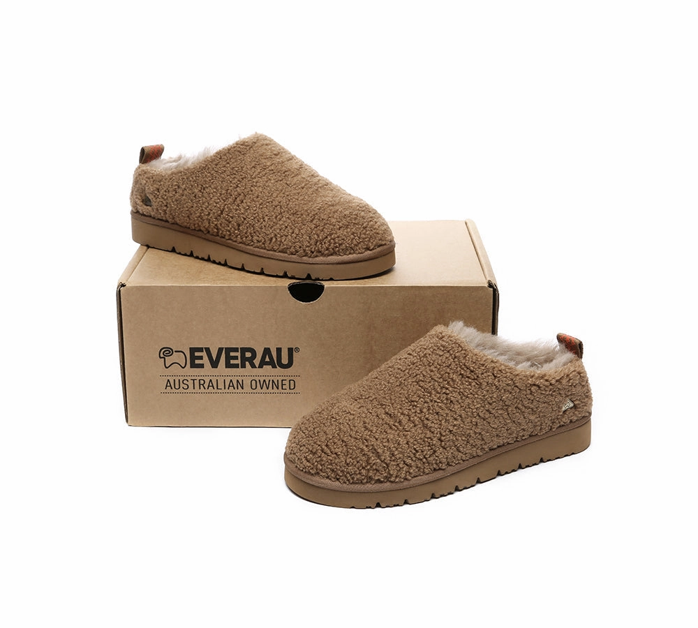 EVERAU UGG Slippers Sheepskin Wool Plush Ankle Teddycozy Cholo Slippers