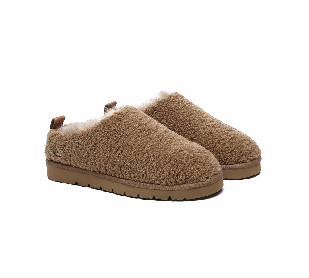 Hands Free Slippers EVERAU UGG Slippers Sheepskin Wool Plush Ankle Teddycozy