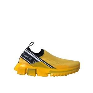 Dolce & Gabbana Yellow Sorrento Slip On Sneakers Women Shoes Hi Top Platform Sneakers