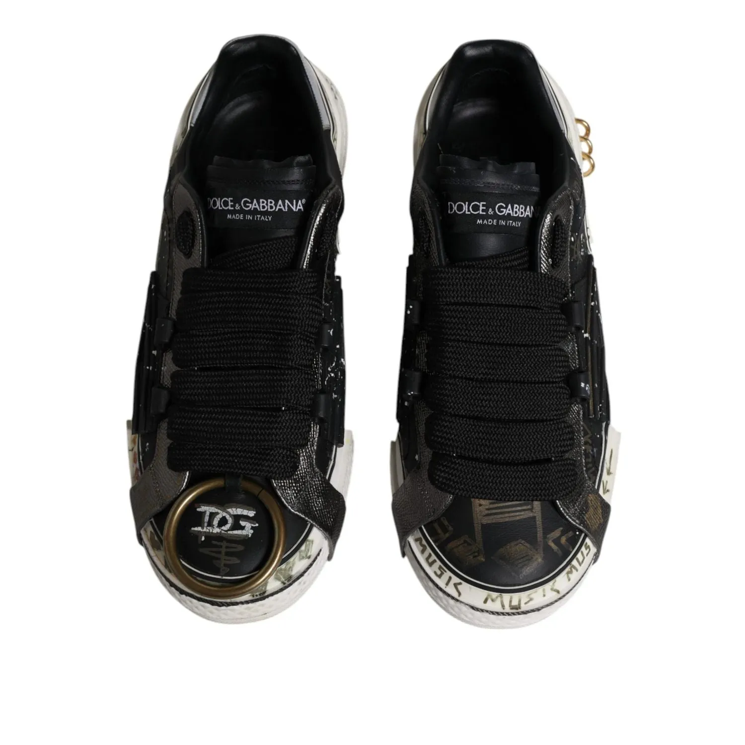 Dolce & Gabbana Black White Portofino Low Top Sneakers Shoes Easy Sneakers