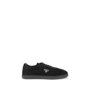 Prada Black Calf Leather Bos Taurus Low Top Sneakers Pointe Shoes And Flat Feet