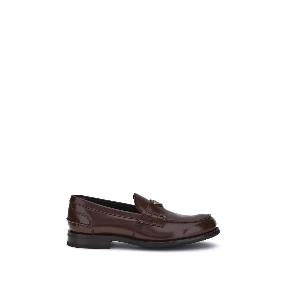 White Loafers Prada Brown Calf Leather Bos Taurus Slip-On Loafers